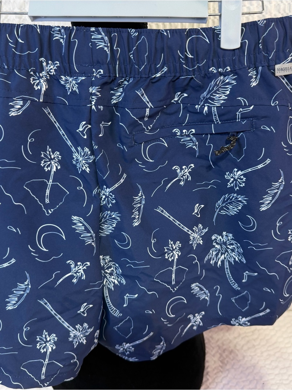 Magellan Outdoors Navy Palm-Print Athletic Shorts